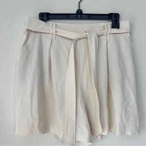 Cream High Waist Belted Tailored Shorts Luxe Resort Chic Clean Girl Summer